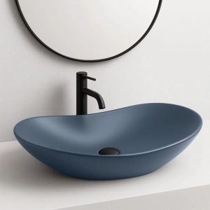 Lavoar pentru blat oval cu finisaj mat Rea Royal Blueberry Matt albastru - Img 7