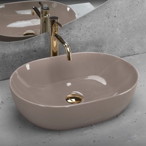 Lavoar pentru blat Rea Lisa, Design Modern , Culoare Beige Shiny - Img 3