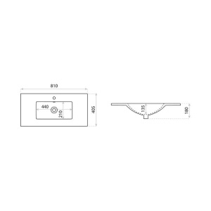 Lavoar pentru mobilier slim cu finisaj lucios Spectrum Flamengo 80 cm alb - Img 2