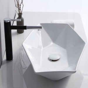 Lavoar REA VEGAS WHITE, Dimensiuni 57 x 37 X 14 cm, Montaj Pe Blat, Design Deosebit, Ceramica Sanitara, Alba - Img 3