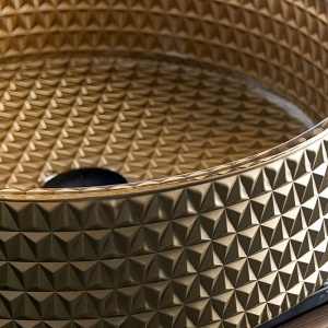 Lavoar rotund din sticla frezata cu montaj pe blat Brillant Gold Matt 36 x 12 cm - Img 6