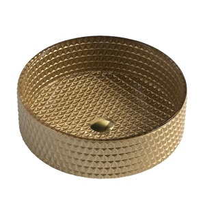 Lavoar rotund din sticla frezata cu montaj pe blat Brillant Gold Matt 36 x 12 cm