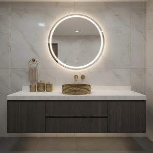 Lavoar rotund din sticla frezata cu montaj pe blat Brillant Gold Matt 36 x 12 cm - Img 11