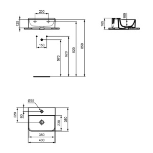 Lavoar suspendat Ideal Standard Atelier Conca 40 cm alb lucios - Img 12