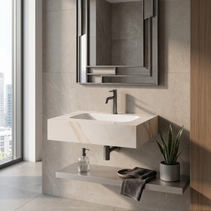 Lavoar suspendat REA Aresa Grey Gold 70 - Img 7