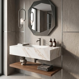 Lavoar suspendat REA Aresa Grey Gold 80 - Img 7