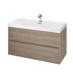 Mobilier de baie suspendat Cersanit Crea cu doua sertare stejar 100 cm