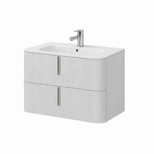 Mobilier suspendat pentru lavoar Fluminia Pisa 80 cm alb mat front riflat