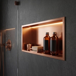 Nisa Incastrata de Perete cu LED 30x60 cm, Otel Inoxidabil AISI 304, Cupru Periat - Img 4