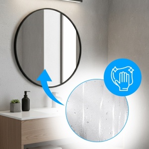 Oglinda de baie rotunda cu rama neagra din aluminiu Ceres 60 cm - Img 4