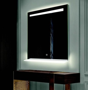 Oglinda LED 60x80cm, Cu polita, Sistem dezaburire, Lumina reglabila, 2Difuzoare Bluetooth - Img 1