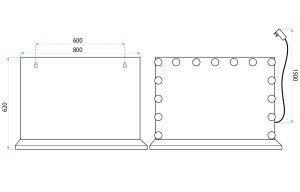 Oglindă LED pentru masa Hollywood L.Gold 80 x 60 cm - Img 9