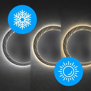 Oglinda LED rotunda cu 3 tipuri de lumina si dezaburire Aurora 60 cm - Img 14