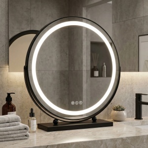 Oglindă LED rotunda pentru Make-Up, Black 50 cm - Img 3