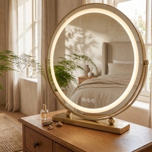 Oglindă LED rotunda pentru make-up L.Gold 50 cm - Img 2
