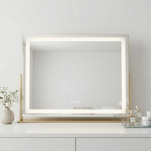 Oglindă LED Studio L.Gold 58x45 cm cu 3 moduri de iluminare - Img 4