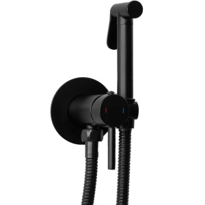 Pachet vas wc suspendat Fluminia, capac softclose si set dus igiena intima negru cu baterie incastrata Rea Loop - Img 3