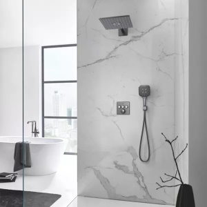 Para de dus Grohe Rainshower SmartActive 130 Cube 3 functii antracit periat Hard Graphite - Img 5