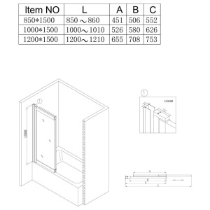 Paravan de cada PR07, Dimensiune 100x150cm, Sticla securizata 6mm, Culoare Crom - Img 4