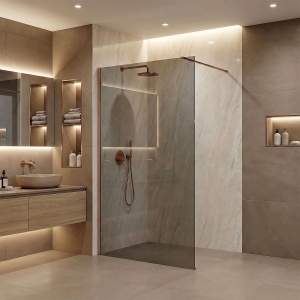 Paravan de dus Rea Flexi Grey / Brush Copper 140 - Img 3
