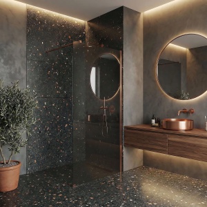 Paravan de dus Rea Flexi Grey / Brush Copper 80 - Img 8
