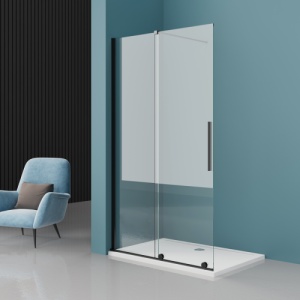 Perete de dus walk in culisant Veldman Odea negru mat 150 x 195 cm sticla 8 mm - Img 3