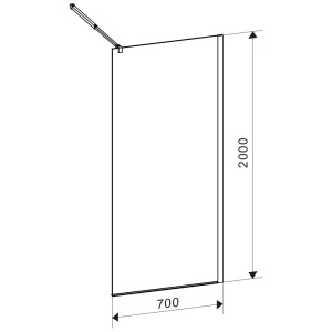 Perete de dus Walk-In SH04A, Dimensiune 70cm, Sticla securizata 8mm, Culoare Negru - Img 3