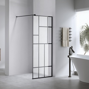 Perete de dus Walk-In SH05F, Dimensiune 120cm, Sticla securizata 8mm, Culoare Negru - Img 15