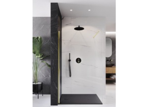 Perete de dus walk-in Veldman Malibu 90 cm cu profil auriu - Img 4