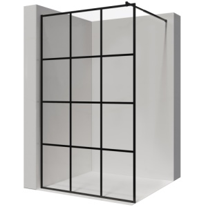Perete de dus walk in Veldman Montreal negru mat 100 x 195 cm sticla 8 mm