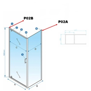 Profil de extensie P02A-GL pentru cabine de dus - Img 4