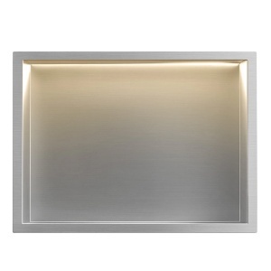 Raft de baie incastrat in perete, cu LED, 30 x 60 cm, Steel Brush - Img 3