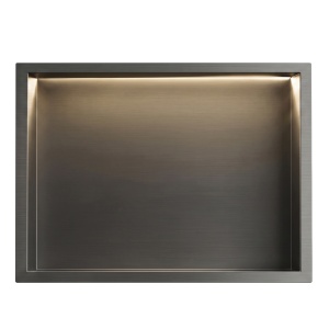 Raft Incastrat Baie cu Iluminare LED 30x45 cm, Otel Inoxidabil AISI 304, Titan - Img 4