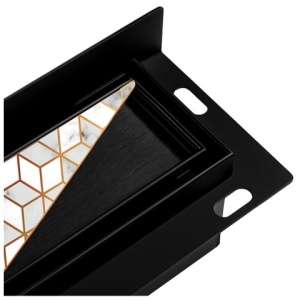 Rigola de dus cu montaj pe perete, Dimensiune 70 cm, Culoare Negru - Img 4