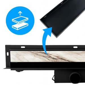 Rigola de duș liniară cu sifon fix si montaj pe perete Wall DL09 100 cm – Negru - Img 11