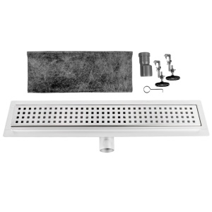 Rigola de duș liniară cu sifon fix și randament ridicat Qube DL01 90 cm – Inox - Img 10