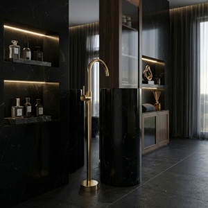Robinet pentru lavoar freestanding Rea Lungo Gold - Img 4