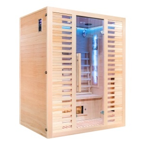 Saună cu infraroșu cu piatră de sare + turmaline MO-C3ST 150 x 110 x x190 cm pentru 2-3 persoane - Img 4