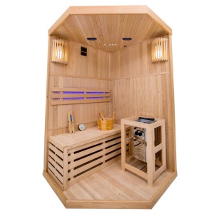 Sauna finlandeza cu temperatura inalta si soba Harvia 3.5kW pentru 1-2 persoane Oslo 120 x 120 cm - Img 6