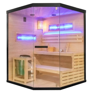 Sauna finlandeza cu temperatura inalta si soba Harvia 6kW pentru 4-5 persoane Lark 150 x 150 cm - Img 2