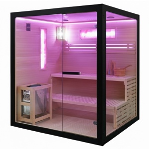 Sauna finlandeza cu temperatura inalta si soba HARVIA 6KW pentru 4 persoane Forsa 180 x 160 cm - Img 16