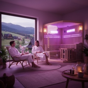 Sauna finlandeza la temperatura inalta cu aragaz KEMI6/Harvia 8KW pentru 5-6 persoane 200x200 cm - Img 2