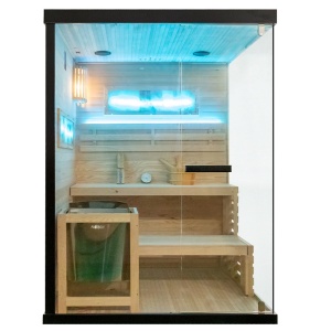 Sauna finlandeza neagra cu temperatura inalta Harvia 4.5kW, 140 x 150 cm pentru 3-4 persoane - Img 5