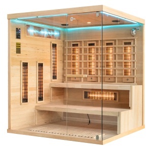 Sauna uscata cu infrarosu si cu pietre din sare de Hymalaya 4 persoane EP4RS XL stanga 180 x 160 cm - Img 6