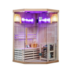 Sauna uscata finlandeza cu temperatura inalta si soba Harvia 3.5kW, Kemi 120 x 120 cm pentru 2 persoane - Img 13