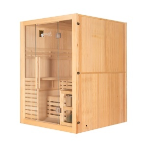 Sauna uscata finlandeza pentru 3 persoane cu soba Harvia 4.5 kW si piatra sarata EA3S XL 150 x 150 x 200 cm - Img 3