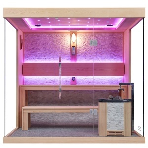 Sauna uscata finlandeza pentru interior MUE-1250 cu soba Harvia 6 kW – 220 x 180 x 210 cm, 4 locuri - Img 6