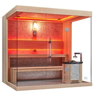 Sauna uscata finlandeza pentru interior MUE-1250 cu soba Harvia 6 kW – 220 x 180 x 210 cm, 4 locuri - Img 16