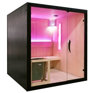 Saună uscată MO-EA4S LUX cu soba Harvia de 8 kW, piatră de sare și izolație de perete 180 x 180 x 200 cm - Img 4