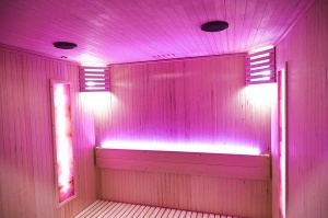 Saună uscată MO-EA4S LUX cu soba Harvia de 8 kW, piatră de sare și izolație de perete 180 x 180 x 200 cm - Img 14